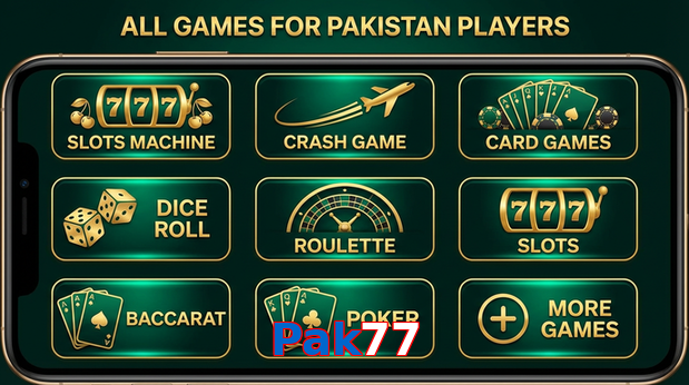 Main screen of Pak77 games page for PK players